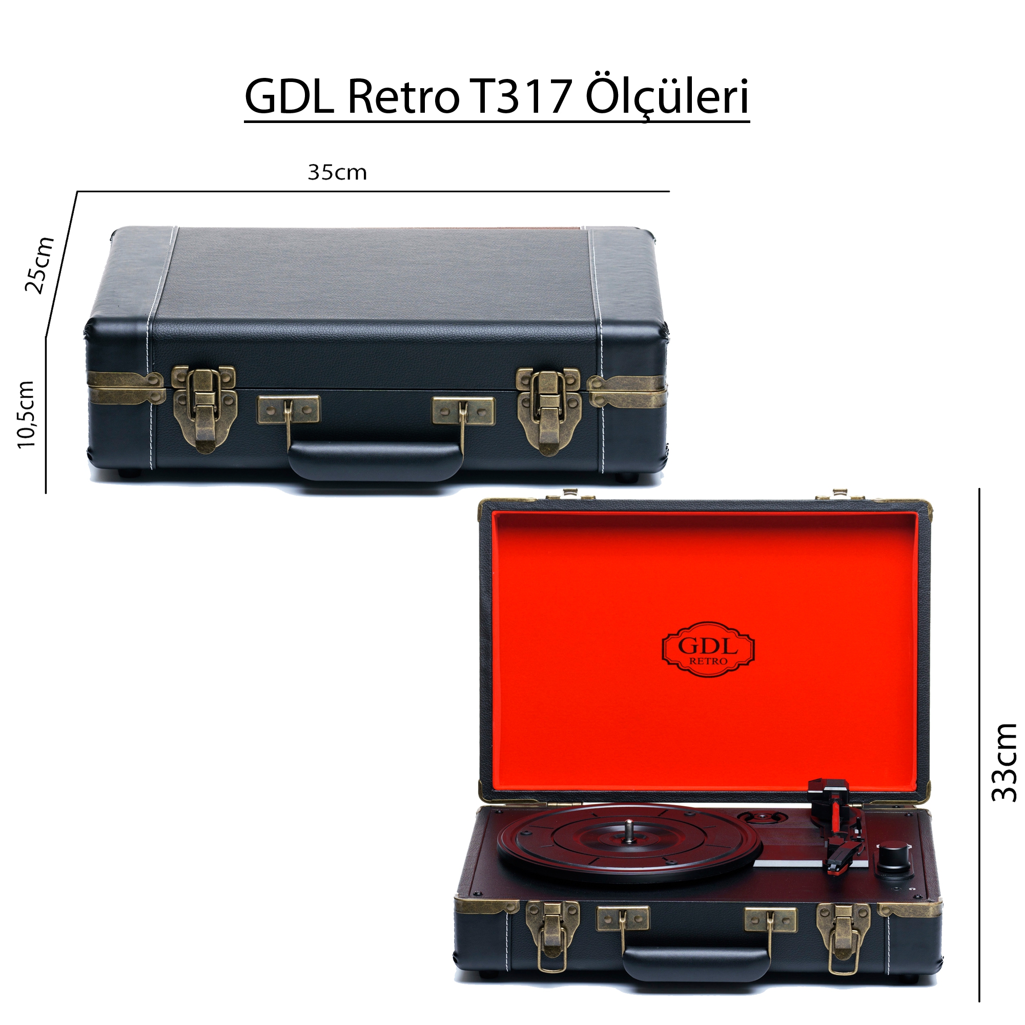GDL Retro Çanta Pikap T317B SİYAH (Bluetooth-Şarjlı)
